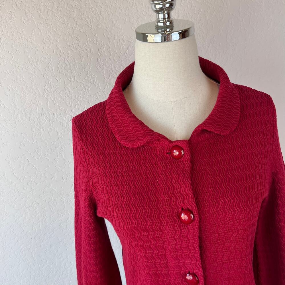 Vintage Y2K INC Silk Blend Button Up Jacket 3/4 Sleeve Collared sz Large Cottage - Picture 9 of 9